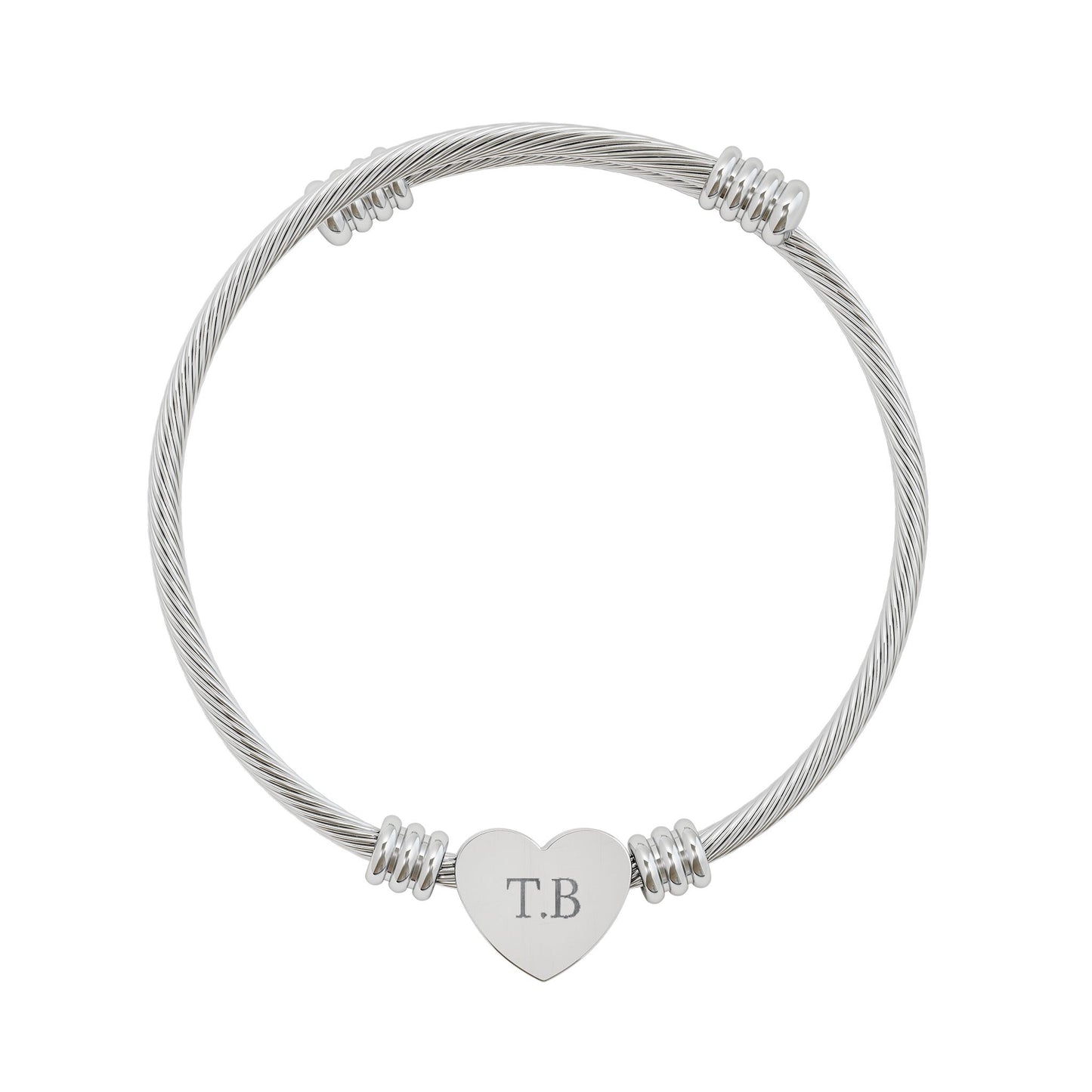 Engraved Heart Cuff Bracelet | Personalized Heart Cuff - TRV
