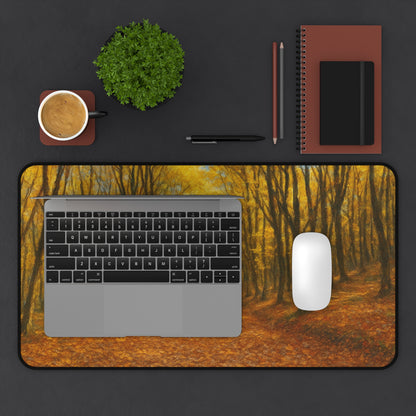 Autumn Forest Path Desk Mat | Fall Leaves Scenic Mousepad - TRV