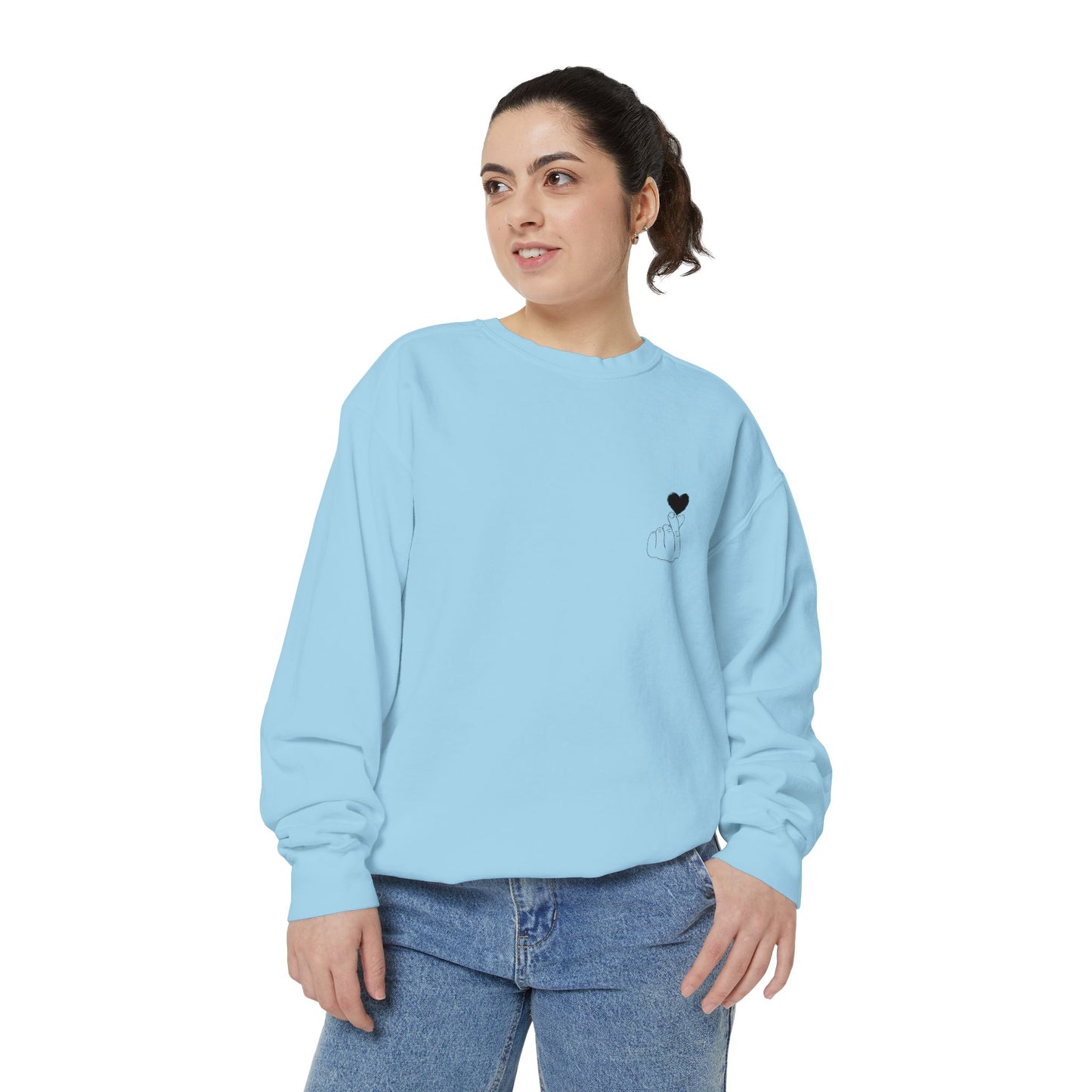 Unisex Garment-Dyed Sweatshirt with Heart Design - Cozy & Stylish