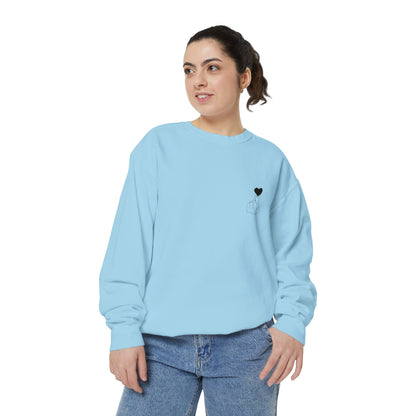 Unisex Garment-Dyed Sweatshirt with Heart Design - Cozy & Stylish