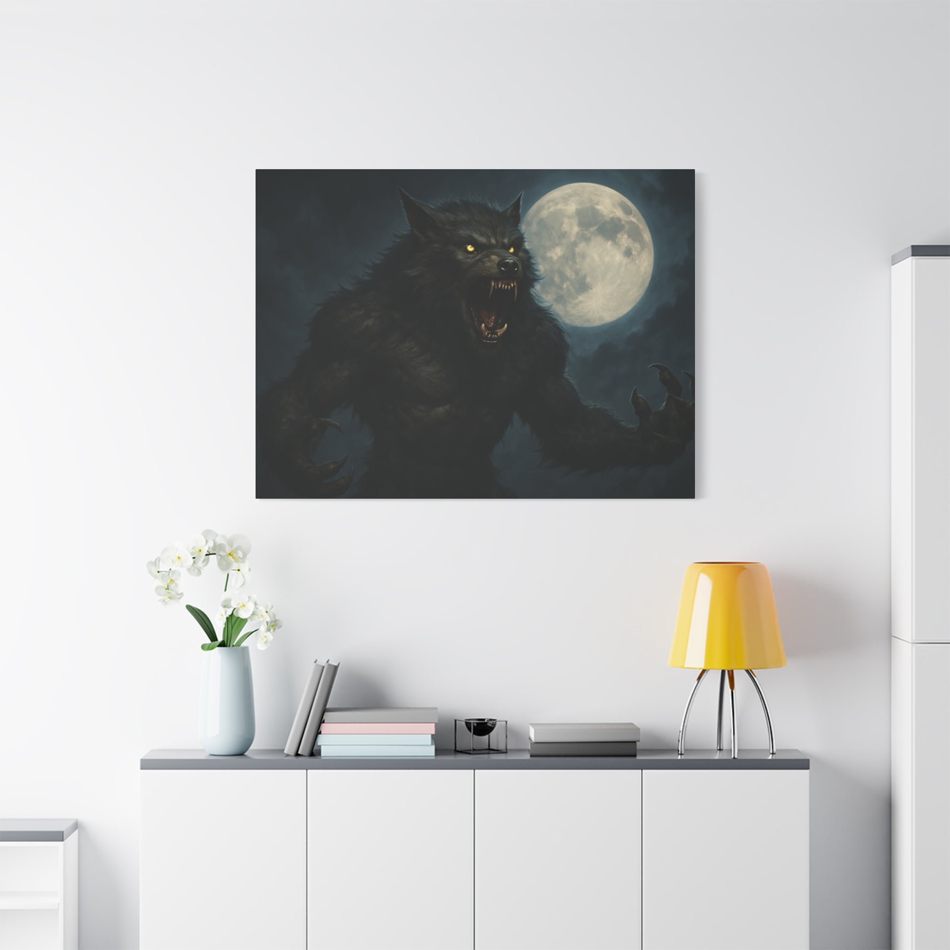 Werewolf Moon Canvas Art | Dark Fantasy Decor for Halloween, Gothic Home, Werewolf Lover Gift, Unique Wall Art, Spooky Decor - TRV