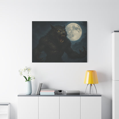 Werewolf Moon Canvas Art | Dark Fantasy Decor for Halloween, Gothic Home, Werewolf Lover Gift, Unique Wall Art, Spooky Decor - TRV