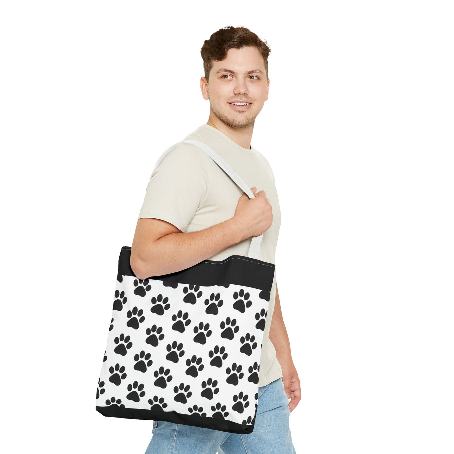 Paw Print Tote Bag, Dog Lover Gift, Shopping Tote, Eco-Friendly Bag, Pet Accessory, Animal Print Carryall - TRV