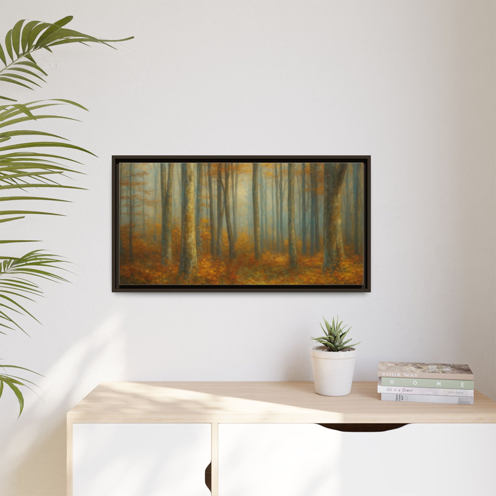 Autumn Forest Canvas Art, Framed Wall Decor, Rustic Home Decor, Nature Artwork, Gift for Nature Lovers - TRV