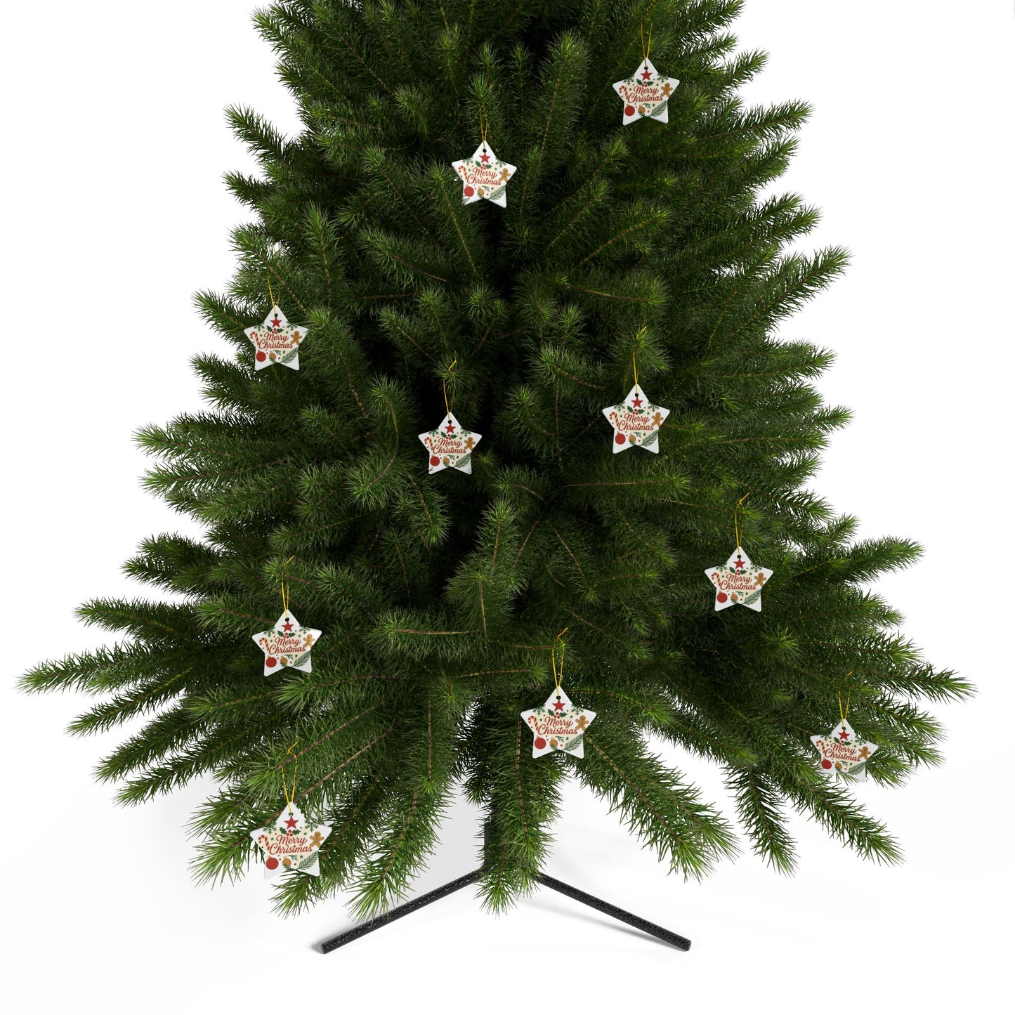 Merry Christmas Ceramic Ornament — Double-Sided Holiday Tree Decoration (Gingerbread & Candy Cane Design)