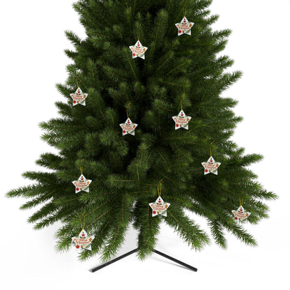 Merry Christmas Ceramic Ornament — Double-Sided Holiday Tree Decoration (Gingerbread & Candy Cane Design)