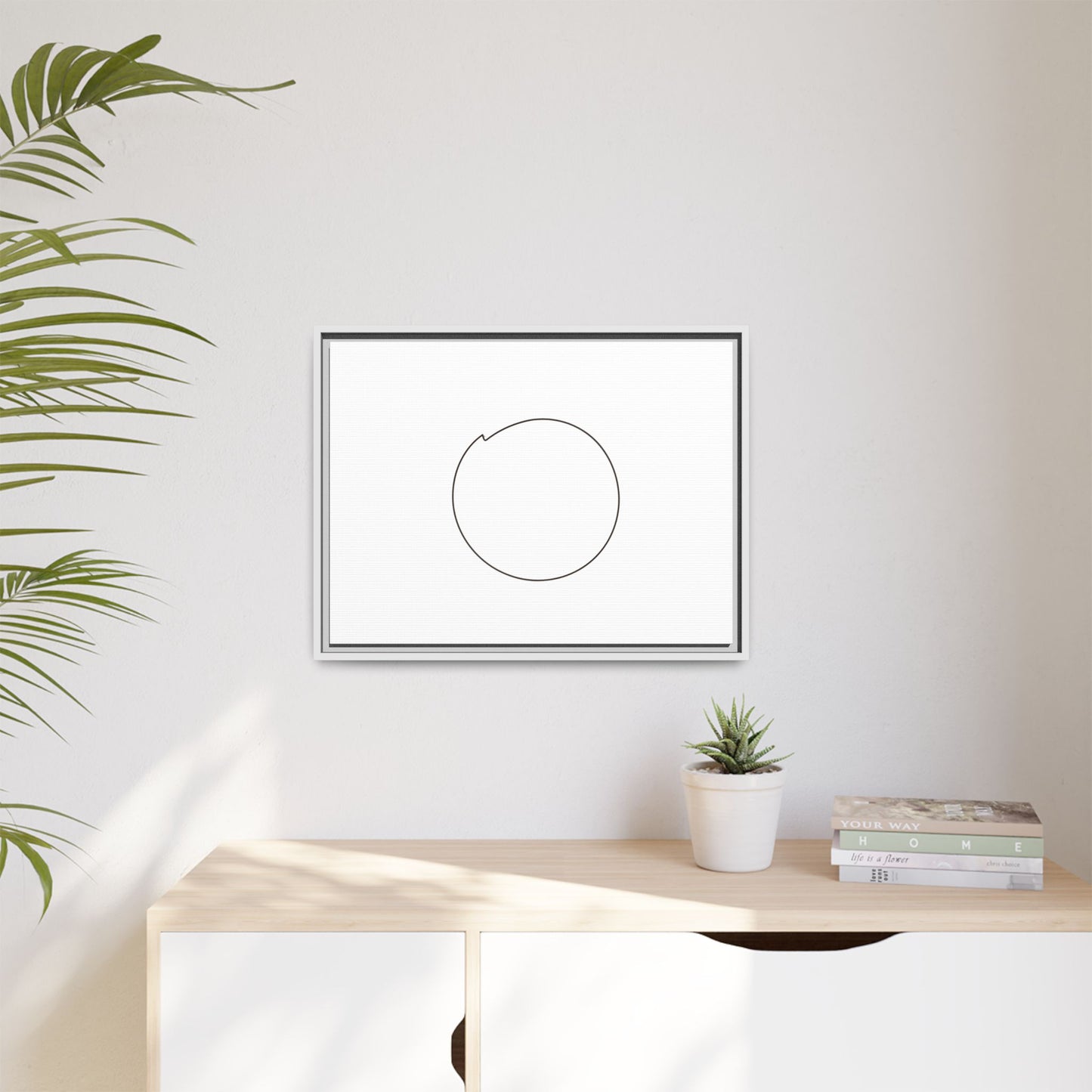 Minimal Circle Line Matte Canvas Framed | Modern Abstract Wall Art