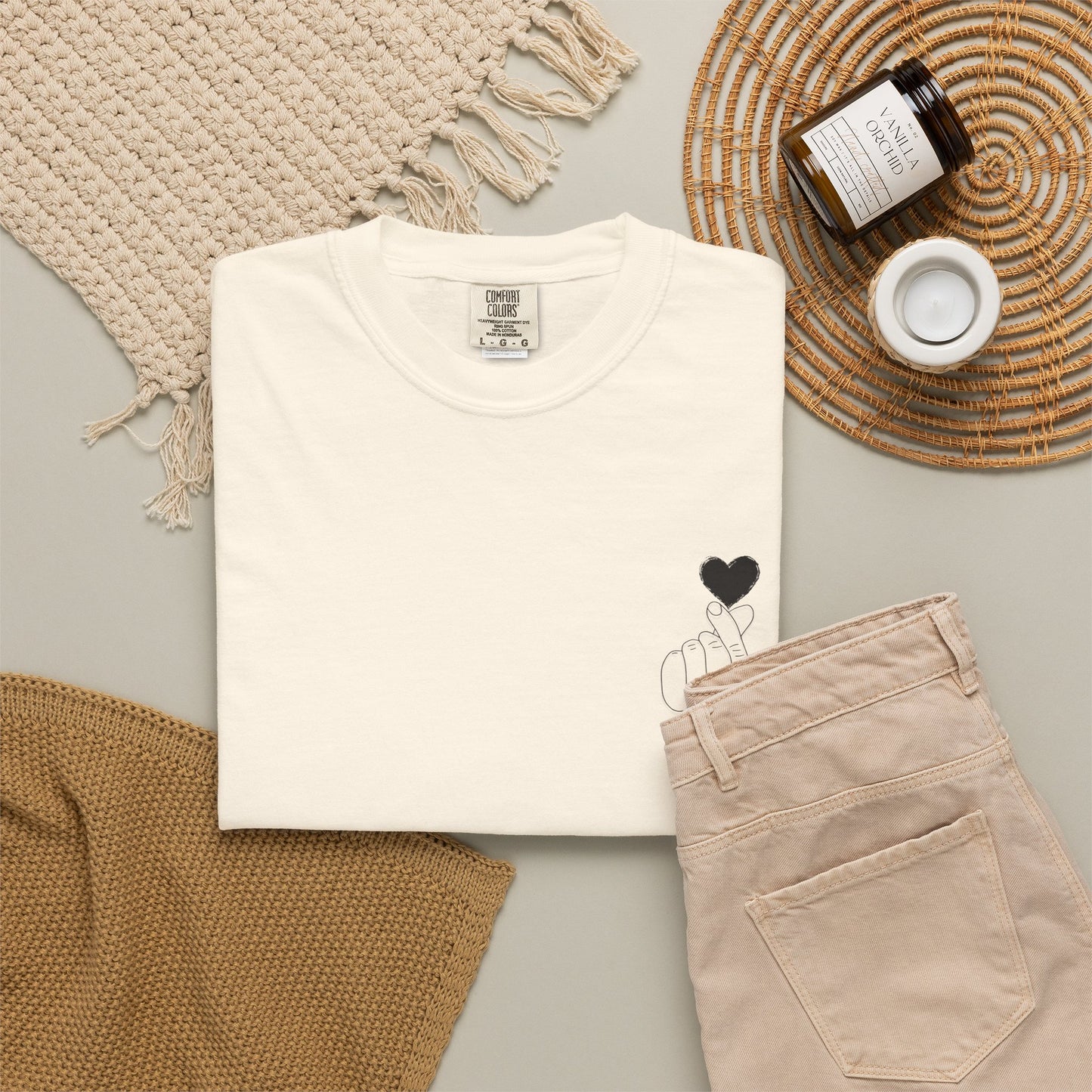 Unisex Garment-Dyed T-Shirt with Heart Design | Casual Trendy Wear for All Occasions