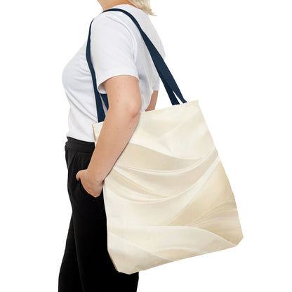 Cream Abstract Waves Tote Bag | Neutral Swirl Pattern