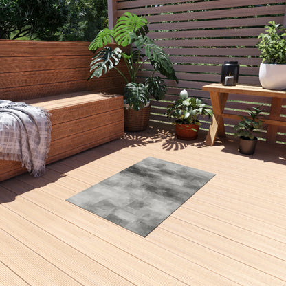 Stylish Outdoor Rug - Modern Patio Decor, Quality Grey Area Mat for Decks, Garden, Beach Blanket, Durable Outdoor Flooring - TRV