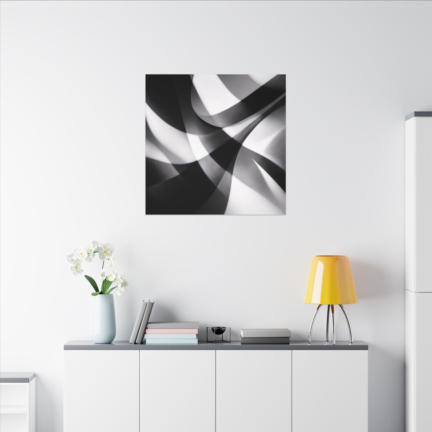 Abstract Black and White Swirl Matte Canvas