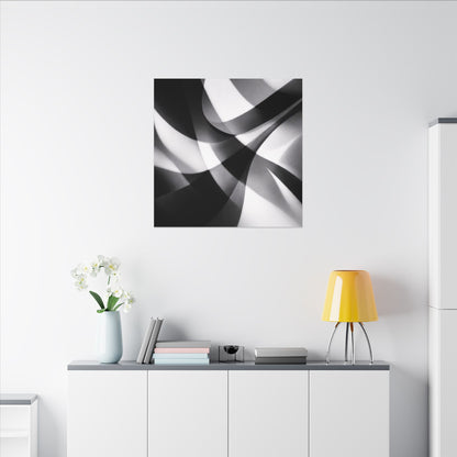 Abstract Black and White Swirl Matte Canvas