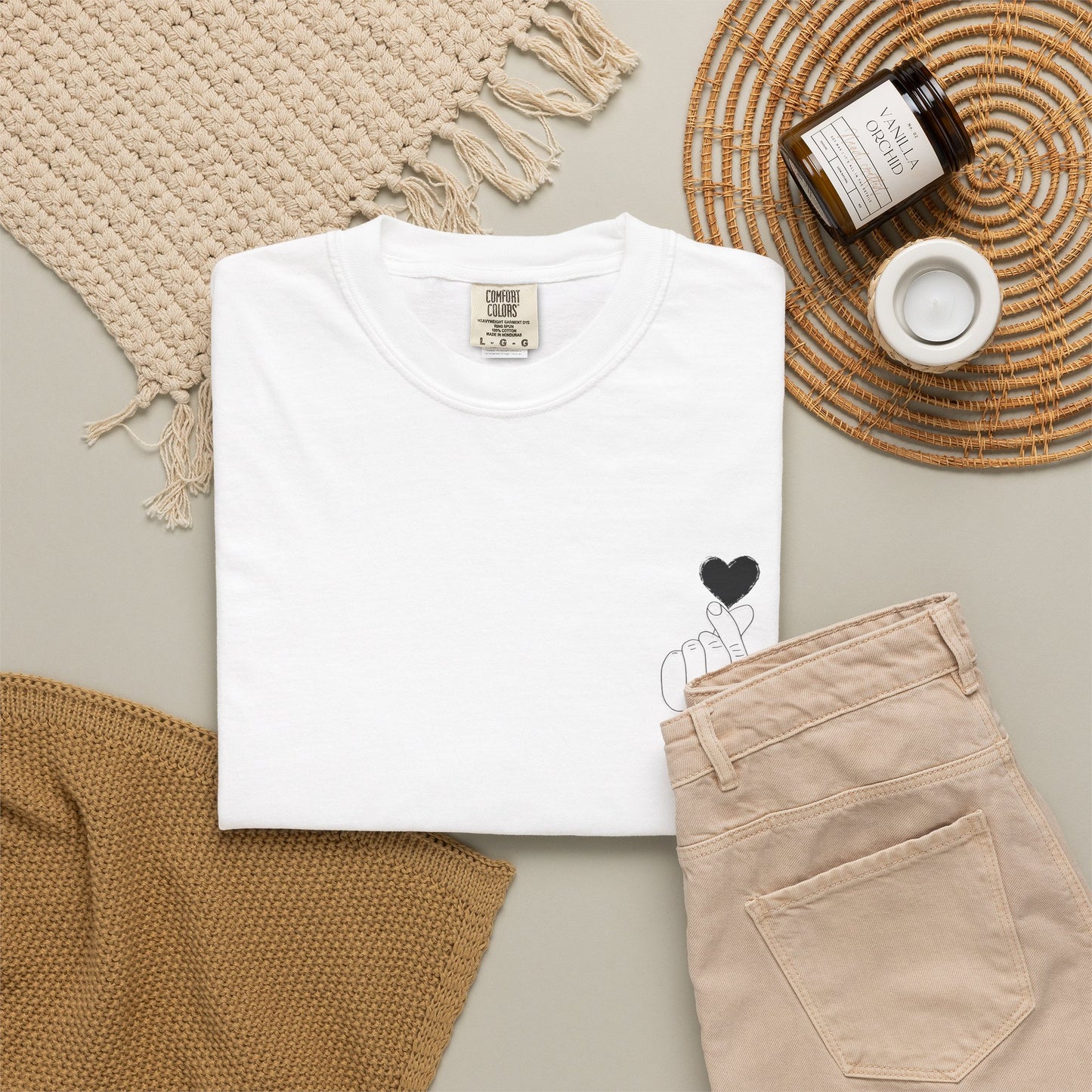 Unisex Garment-Dyed T-Shirt with Heart Design | Casual Trendy Wear for All Occasions