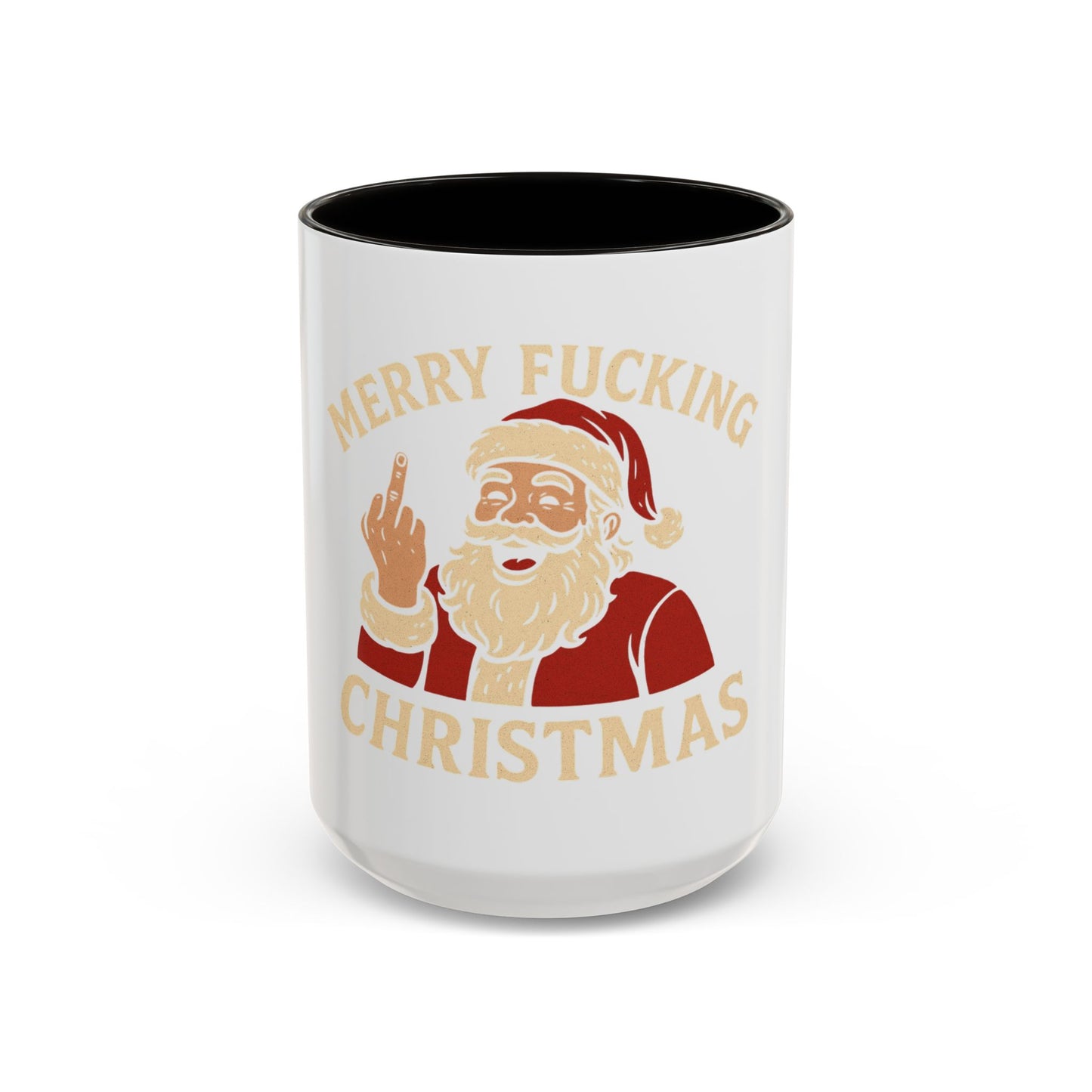 Irreverent Merry Christmas Mug — Funny Santa Middle Finger Coffee Cup (11oz & 15oz)