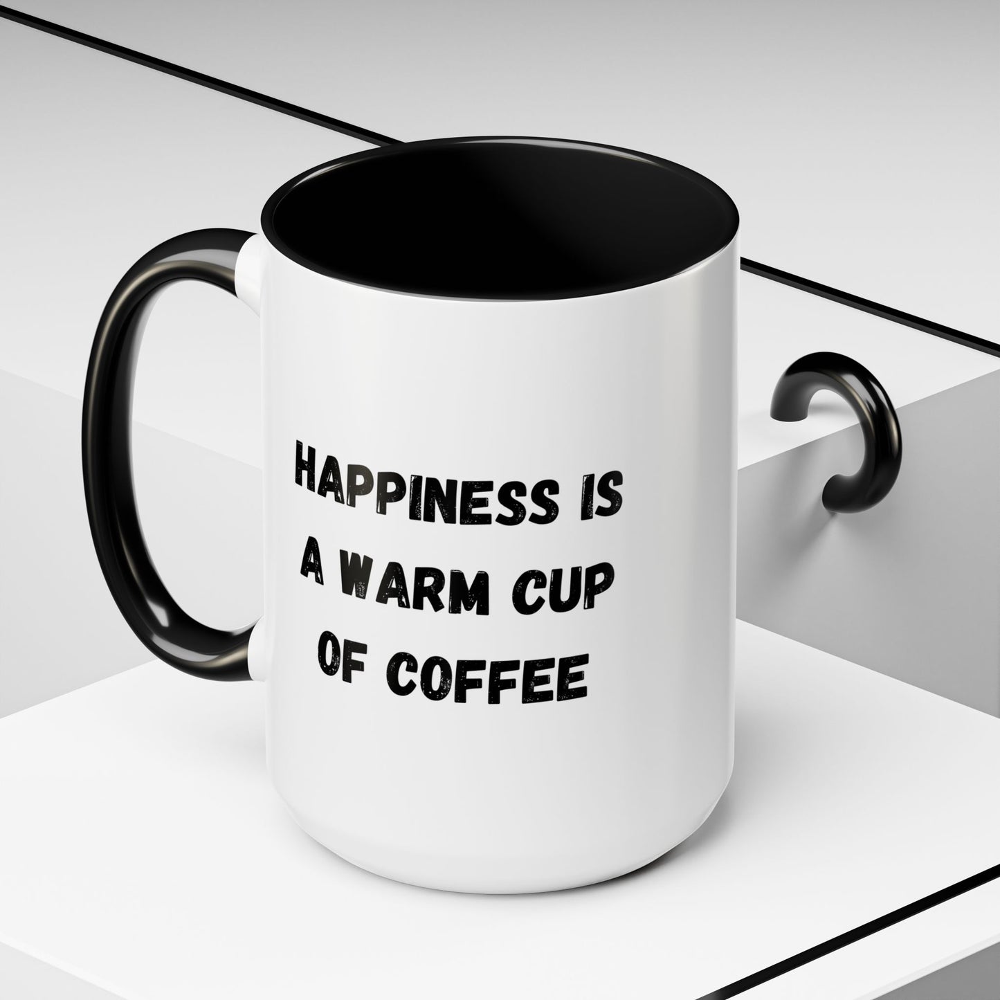 Coffee Mug — “Happiness Is A Warm Cup Of Coffee” Accent Ceramic Mug (11/15 oz)