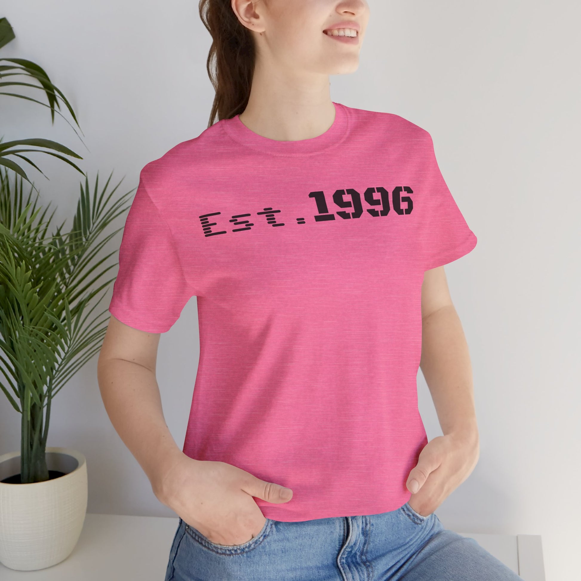 Unisex Jersey Tee - 'Est. 1996' Graphic Shirt, Birthday Gift, Casual Wear, Vintage Style, Retro Fashion, Gift for Him/Her - TRV