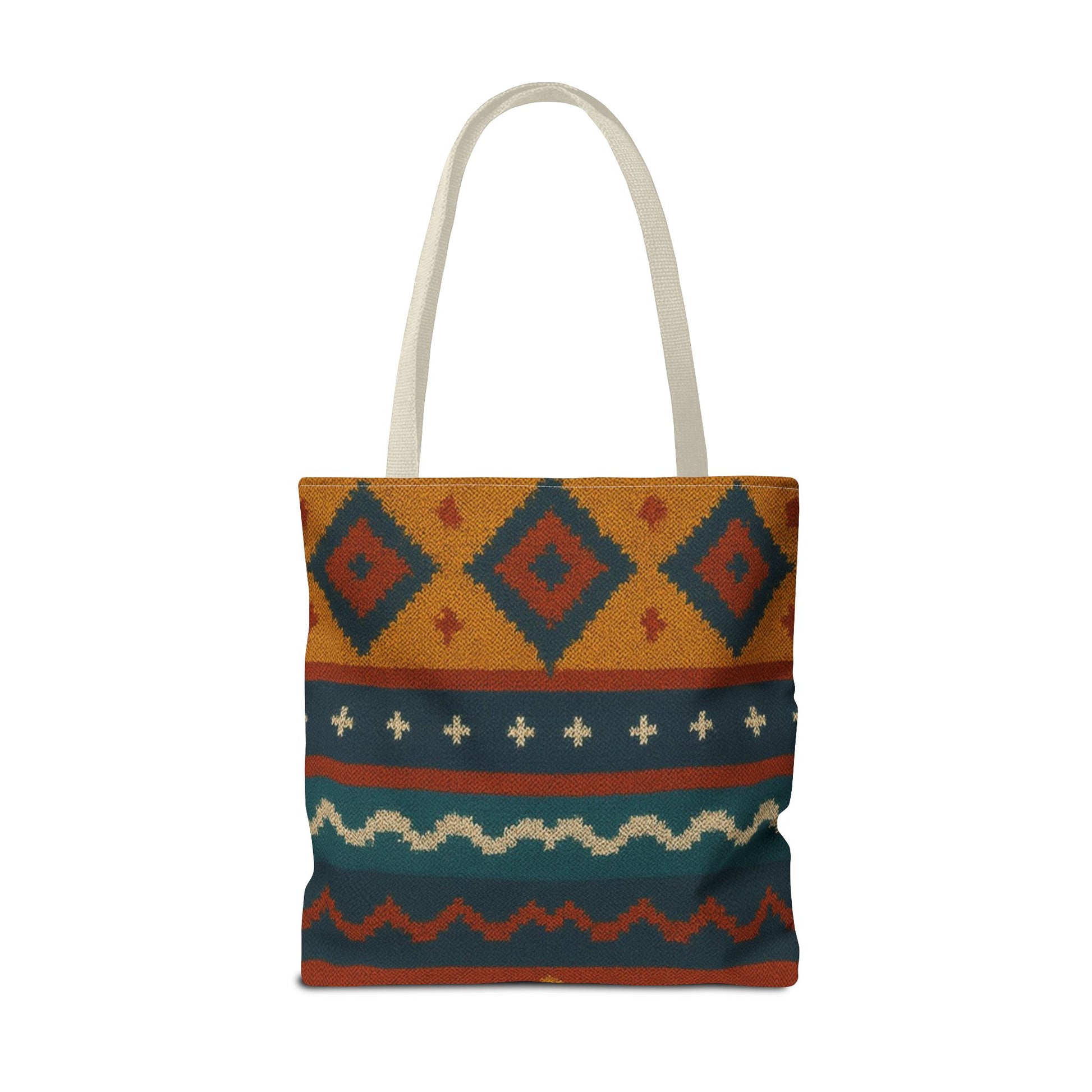 Southwestern Diamond Pattern Tote Bag | Aztec Tribal Geometric Print - TRV