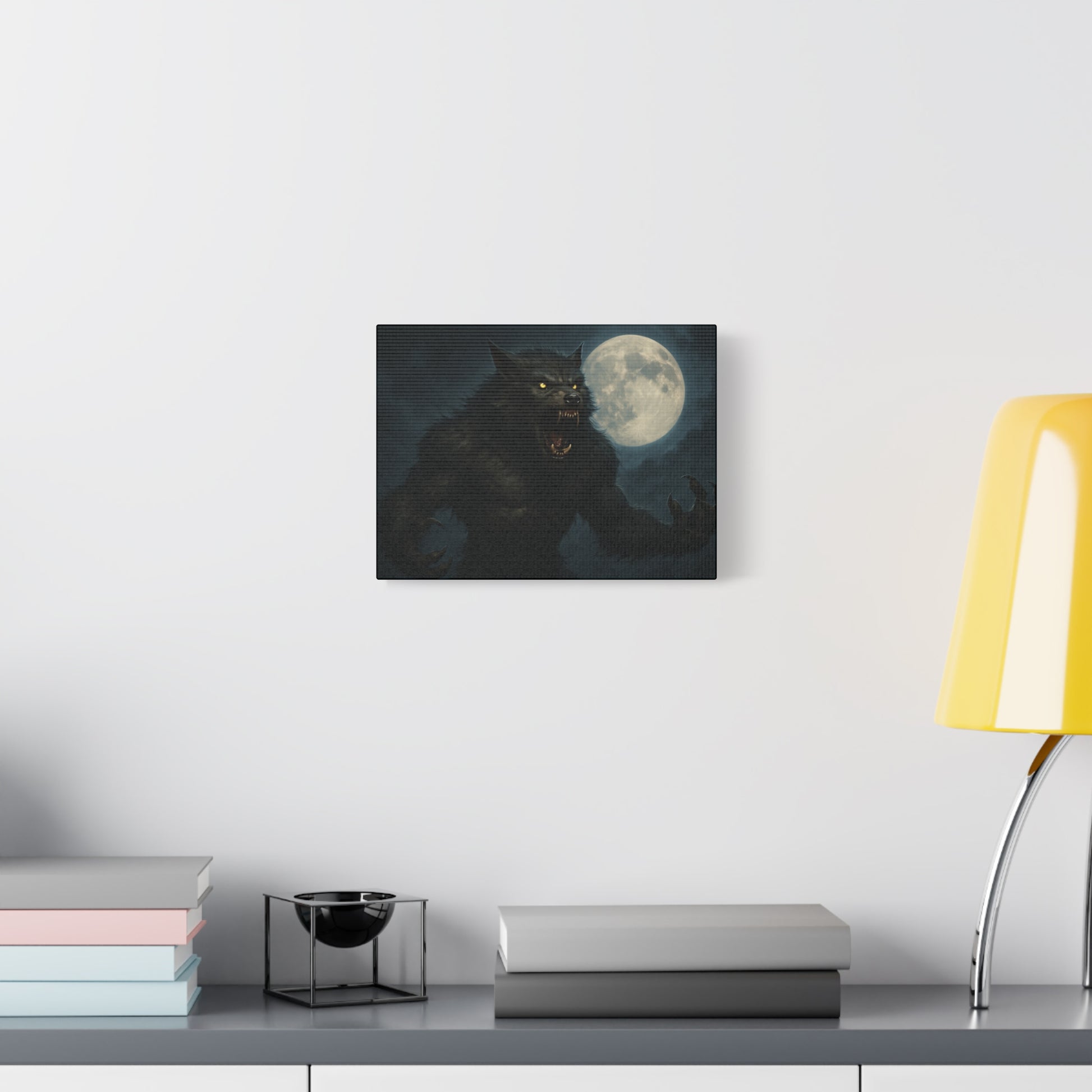 Werewolf Moon Canvas Art | Dark Fantasy Decor for Halloween, Gothic Home, Werewolf Lover Gift, Unique Wall Art, Spooky Decor - TRV