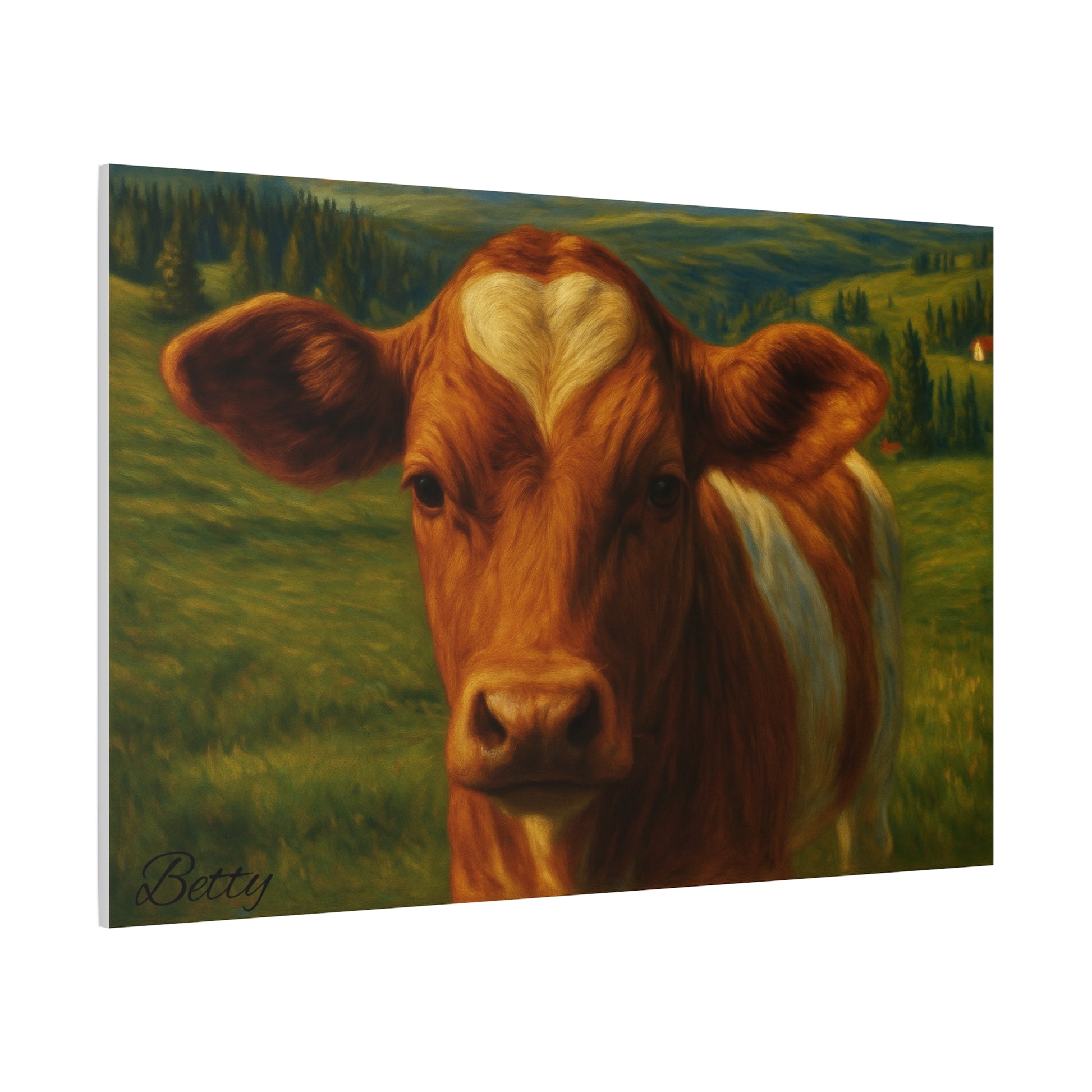 Cow Calf Portrait Canvas Print, Farm Animal Wall Art Decoration, Custom Matte Canvas Picture, Barnyard Animal Rustic Decor, Personalized - TRV