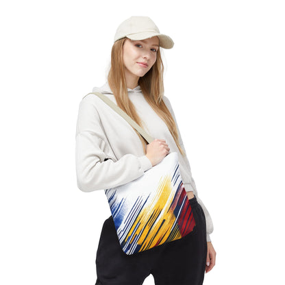 Abstract Brushstroke Tote Bag - Bold Red, Yellow & Blue All-Over Print