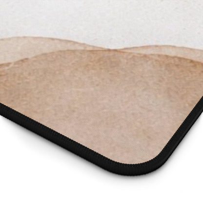 Neutral Watercolor Waves Desk Mat | Abstract Beige Gray Mouse Pad