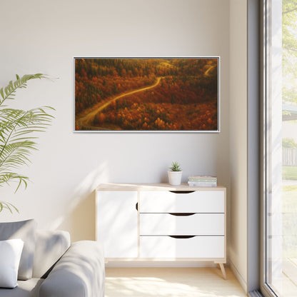 Autumn Landscape Framed Canvas Art, Cozy Home Decor, Warm Fall Vibes, Gift for Nature Lovers, Perfect for Thanksgiving - TRV