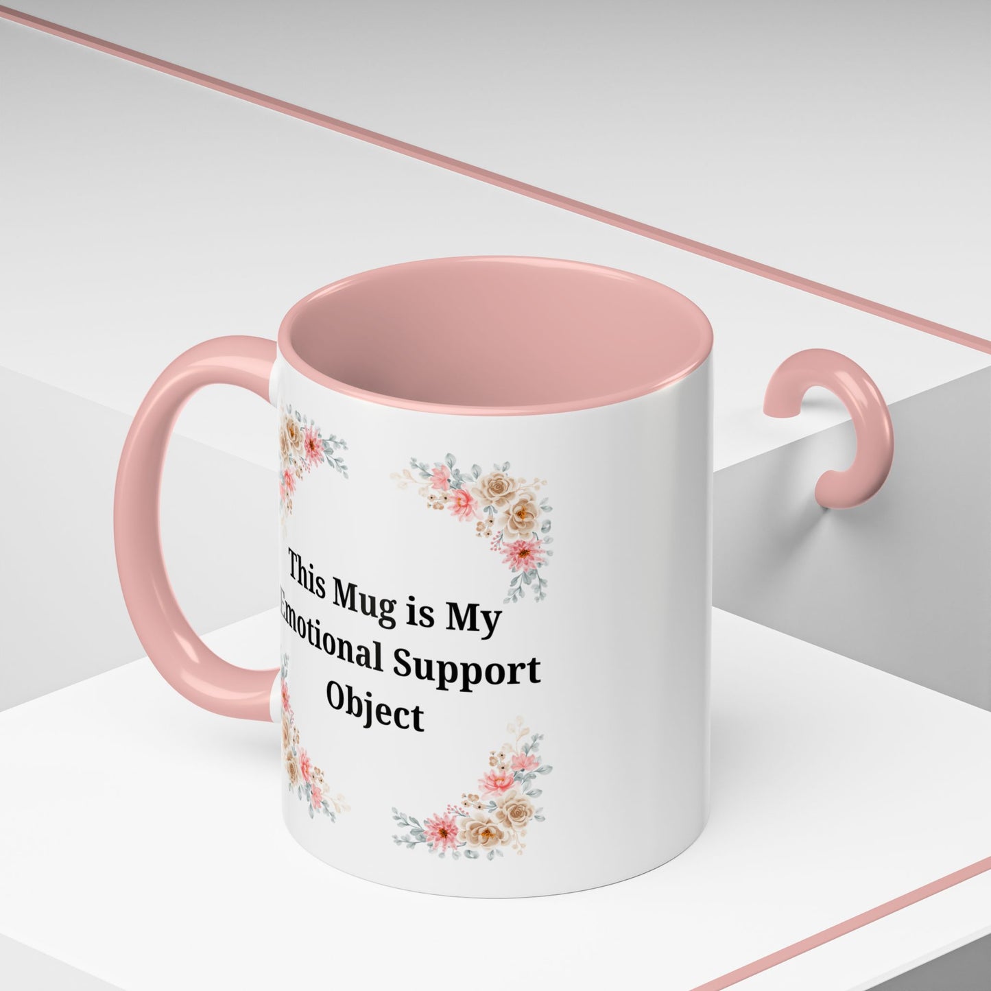 Floral Emotional Support Coffee Mug, Coffee Lover Gift, Funny Mug, Self-Care Necessity, Floral Design Mug, Unique Gift for Friends