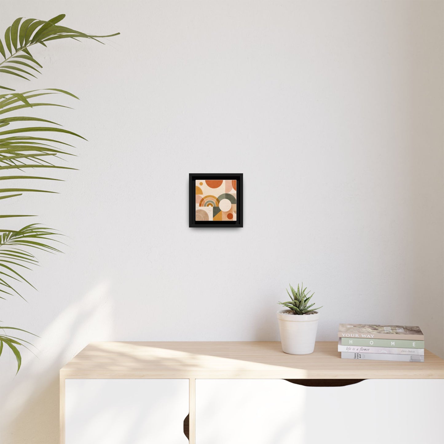 Abstract Terracotta Geometric Rainbow Matte Canvas Framed