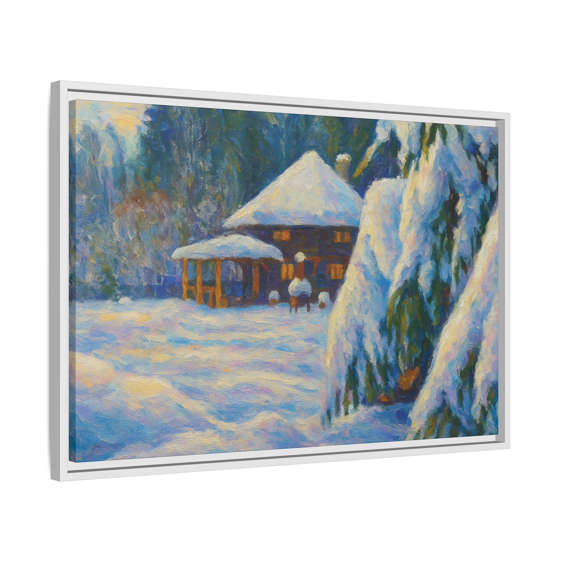 Canvas Art, Winter Scene Home Decor, Seasonal Gift for Art Lovers, Holidays Wall Art, Framed Painting, Matte Print - TRV