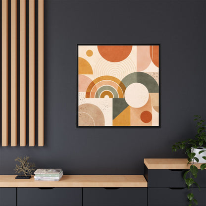 Abstract Terracotta Geometric Rainbow Matte Canvas Framed