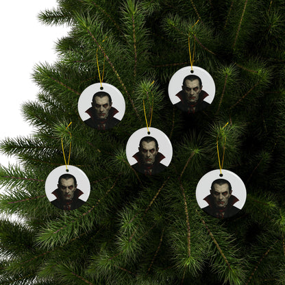 Vampire Portrait Ceramic Ornament — Two-Sided Gothic Christmas Decoration