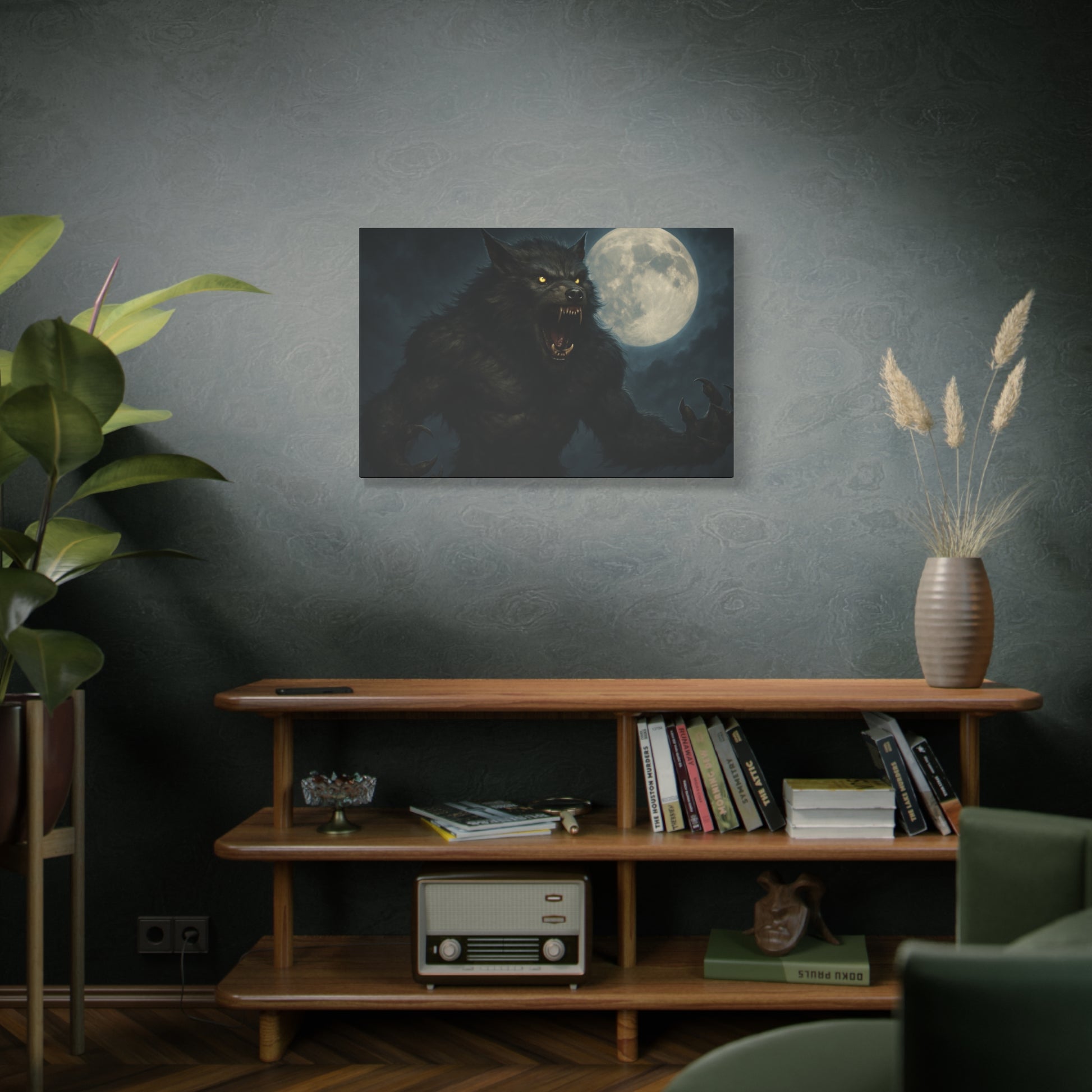 Werewolf Moon Canvas Art | Dark Fantasy Decor for Halloween, Gothic Home, Werewolf Lover Gift, Unique Wall Art, Spooky Decor - TRV