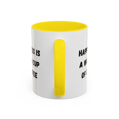 Coffee Mug — “Happiness Is A Warm Cup Of Coffee” Accent Ceramic Mug (11/15 oz)
