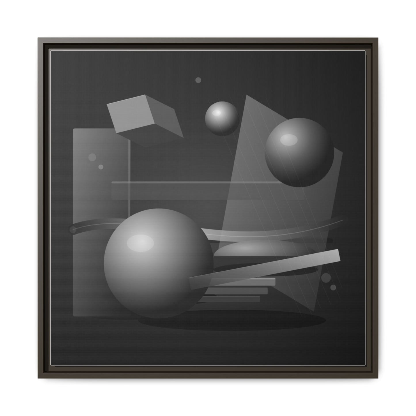 Monochrome Geometric Spheres Canvas Framed Wall Art | Matte Print