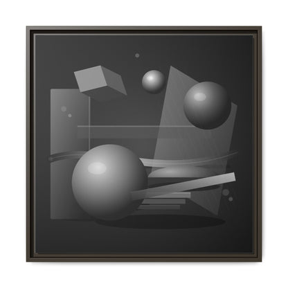 Monochrome Geometric Spheres Canvas Framed Wall Art | Matte Print