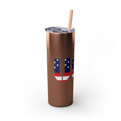 Skinny Tumbler — USA Flag 20oz Straw Tumbler (Patriotic Travel Cup)