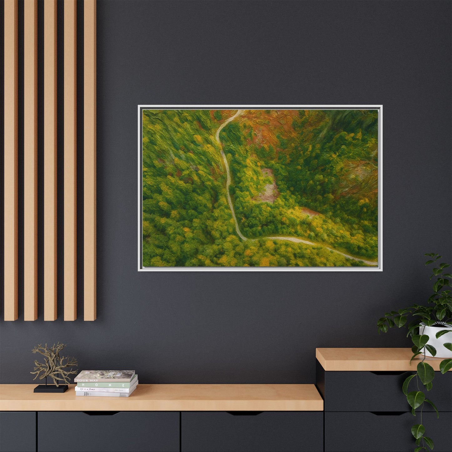 Framed Nature Canvas Art Print, Vibrant Forest Wall Decor, Abstract Landscape Artwork, Home Decoration, Gift for Nature Lovers - TRV