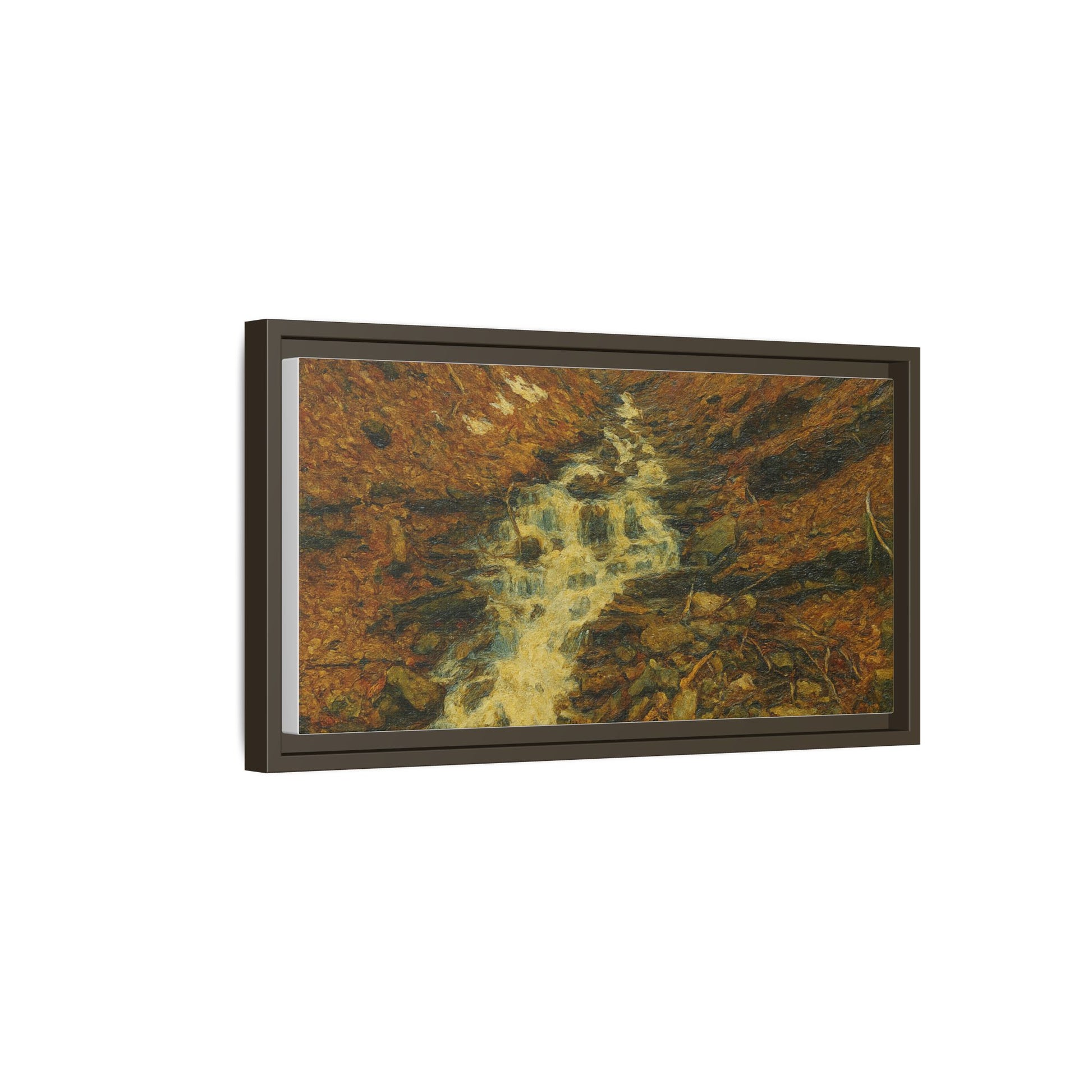 Serene Abstract Nature Canvas Art, Framed Wall Decor, Rustic Home Accent, Earthy Tone Artwork, Tranquil River Scene - TRV