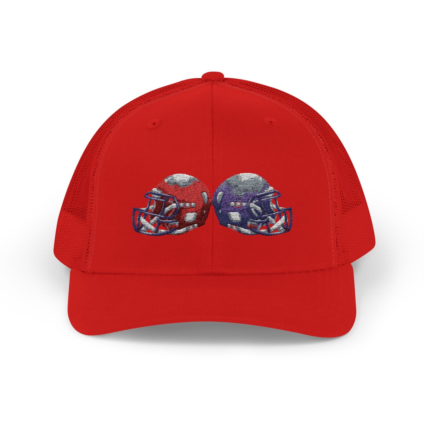 Sporty Snapback Trucker Cap with Football Helmets, Baseball Cap, Outdoor Activity Hat, Gift for Sports Fans, Team Spirit Wear - TRV