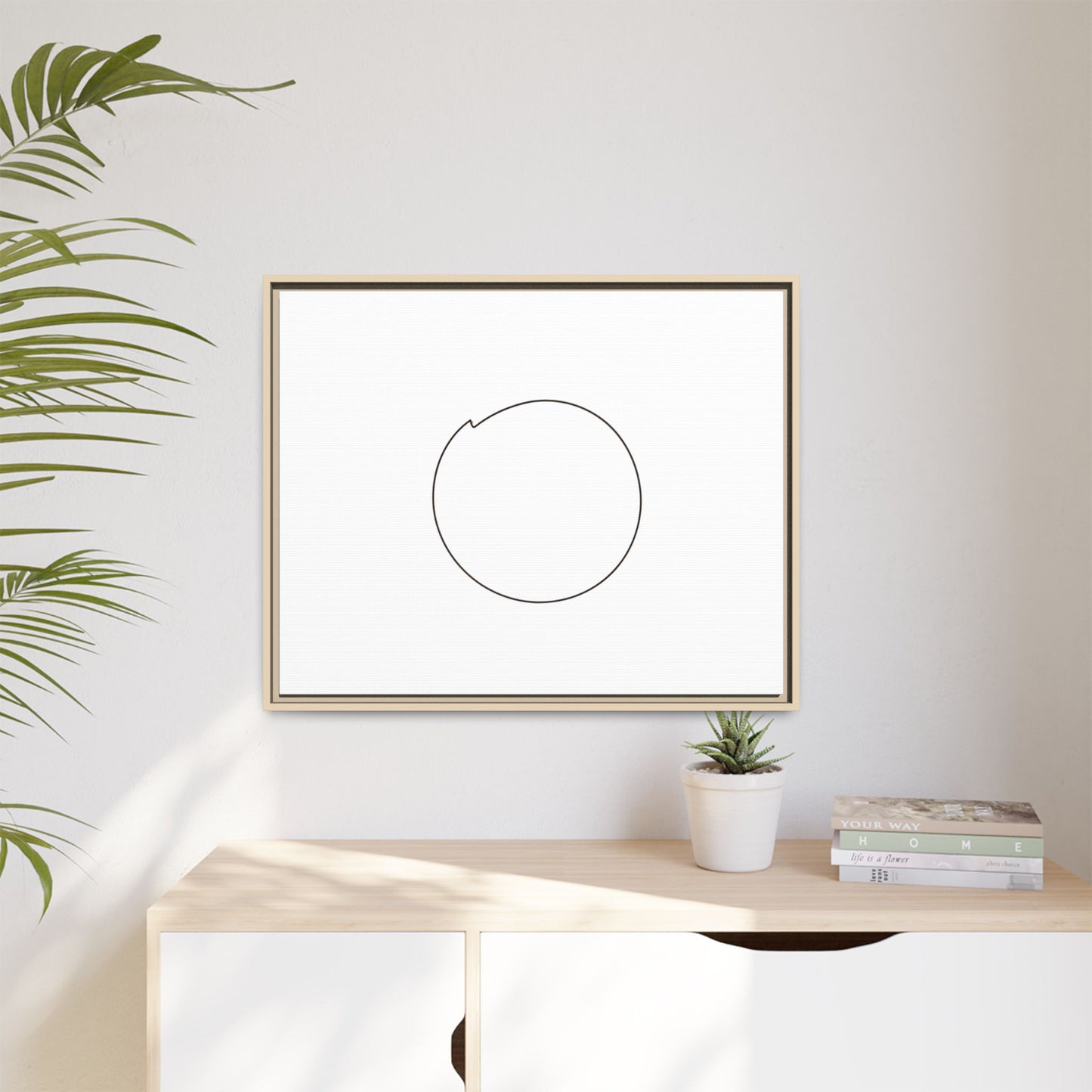 Minimal Circle Line Matte Canvas Framed | Modern Abstract Wall Art