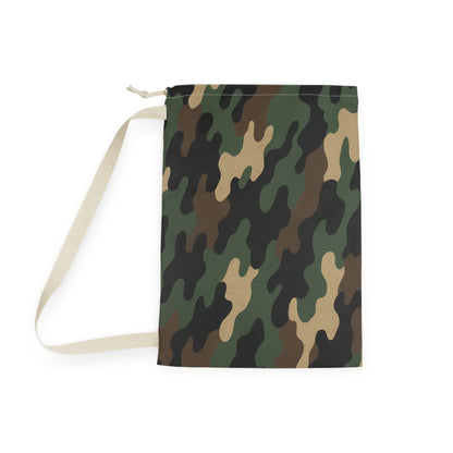Green Camo Pattern Laundry Bag | Camouflage Sling Wash Bag - TRV