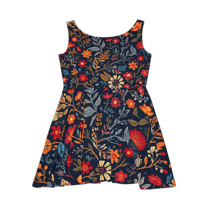 Floral Women's Skater Dress, AOP Floral Print Dress, Summer Outfit, Casual Dress, Bohemian Style Dress, Perfect for Festivals - TRV