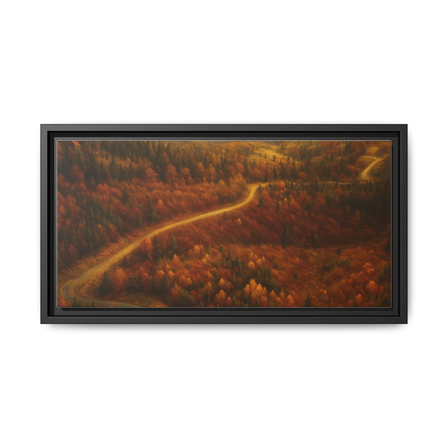 Autumn Landscape Framed Canvas Art, Cozy Home Decor, Warm Fall Vibes, Gift for Nature Lovers, Perfect for Thanksgiving - TRV