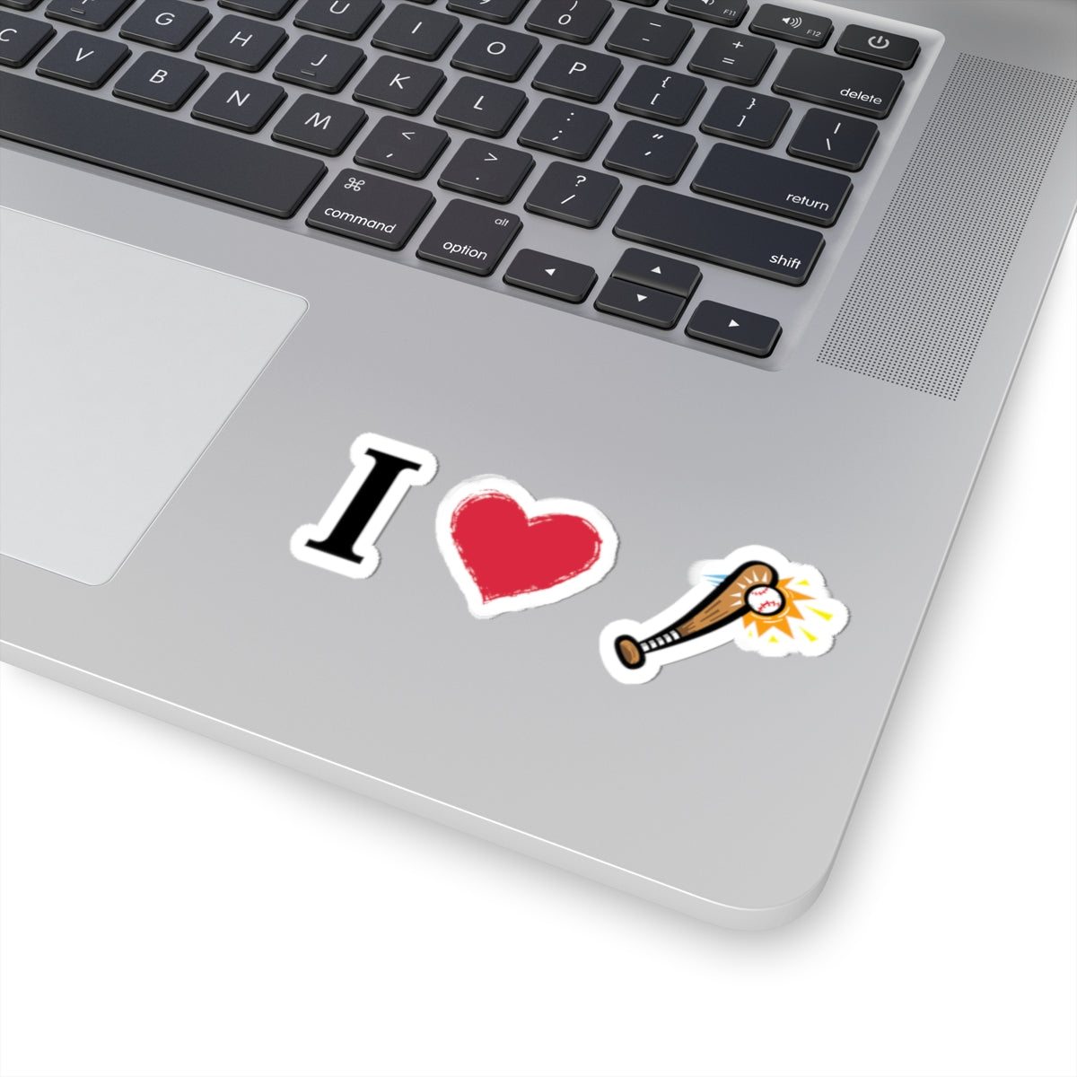 I Heart Baseball Bat Sticker — Kiss-Cut Baseball Love Decal