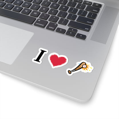 I Heart Baseball Bat Sticker — Kiss-Cut Baseball Love Decal