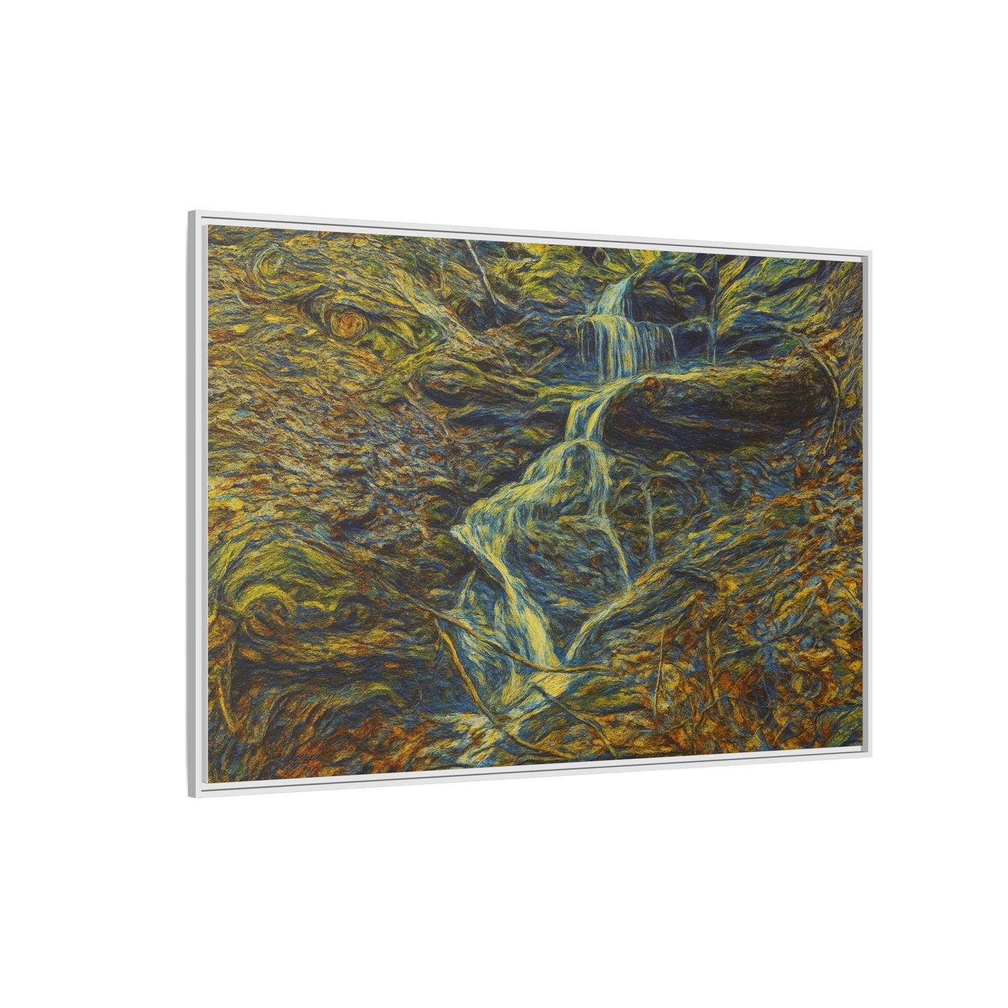 Van Gogh Style Framed Matte Canvas Art Print - Nature-Inspired Wall Decor, Abstract Waterfall Artwork, Home Office Decoration - TRV