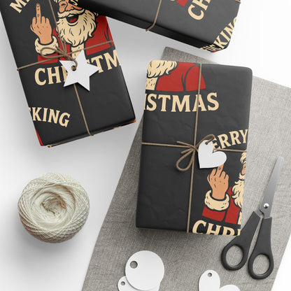 Funny Christmas Wrapping Paper, Holiday Gift Wrap, Humorous Santa Design, Unique Festive Paper, Xmas Present Wrapping - TRV