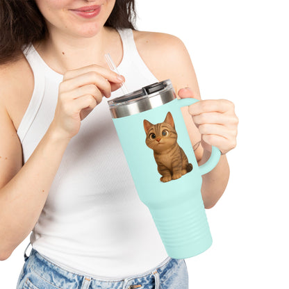Cute Cat Insulated Travel Mug, 40oz | Perfect Pet Lover Gift | BPA-Free Drinkware, Cozy Coffee Companion, Cat-Themed Hydration