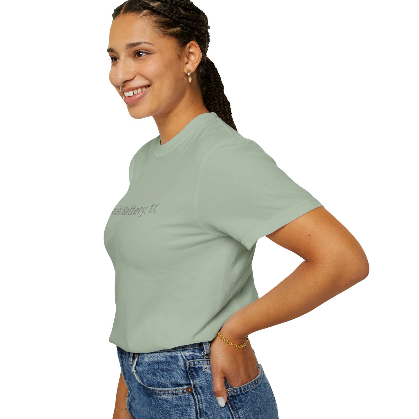 Social Battery 1% T-shirt | Introvert Funny Text Tee