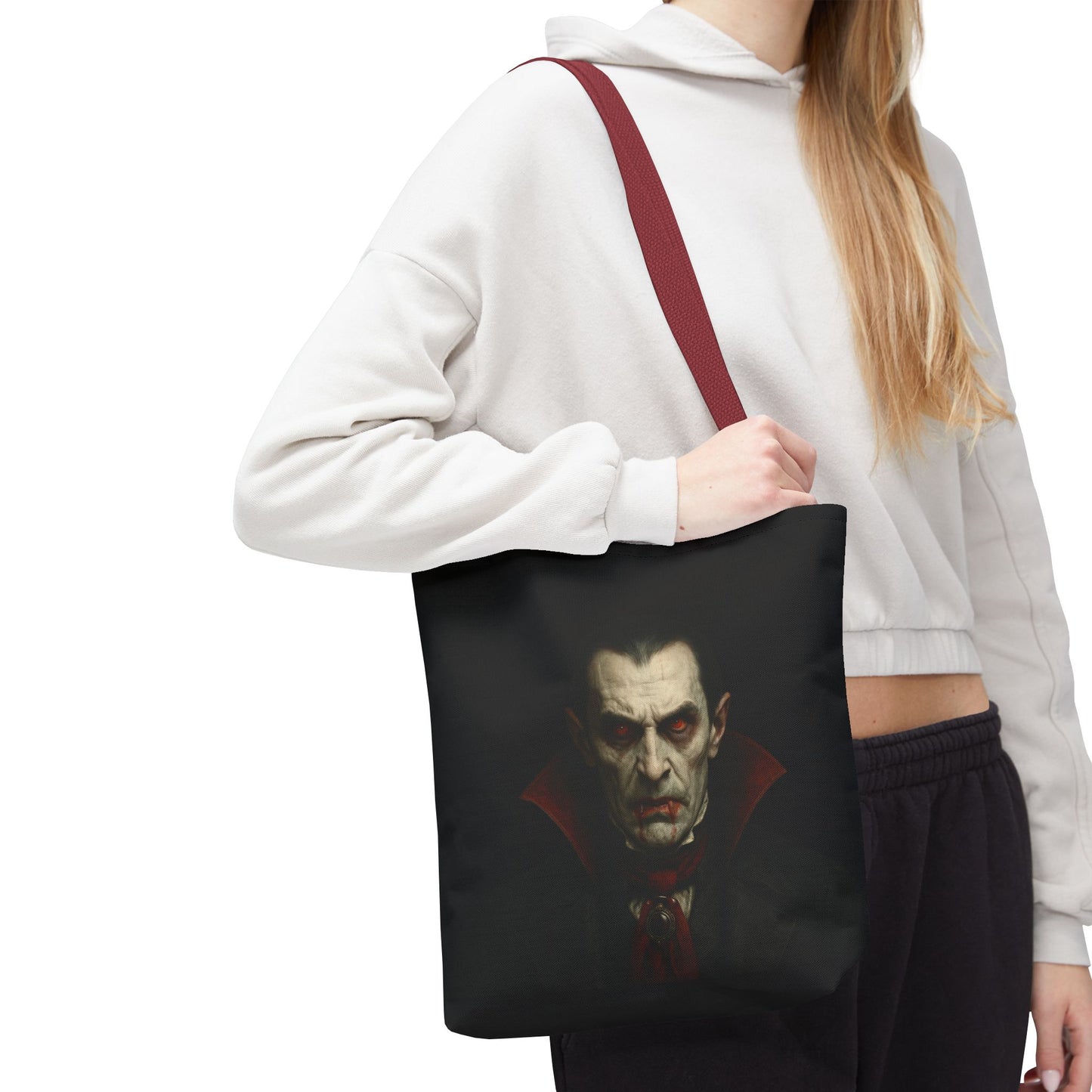 Vampire Haunted Tote Bag, Spooky Shopping Bag, Halloween Accessory, Gothic Style Handbag, Perfect for Halloween Parties, Unisex Tote - TRV